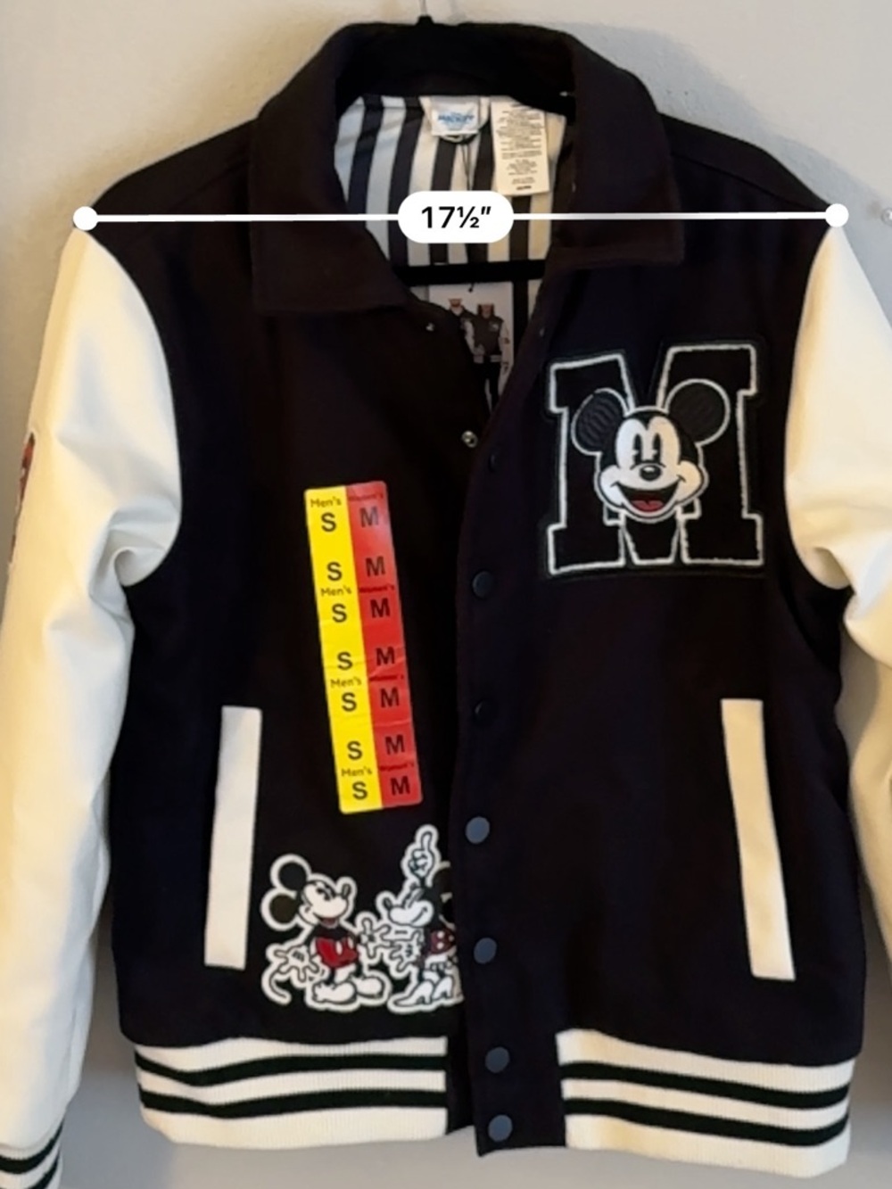 Disney Black and White Mickey Mouse Varsity Jacket unisex - Picture 9 of 10